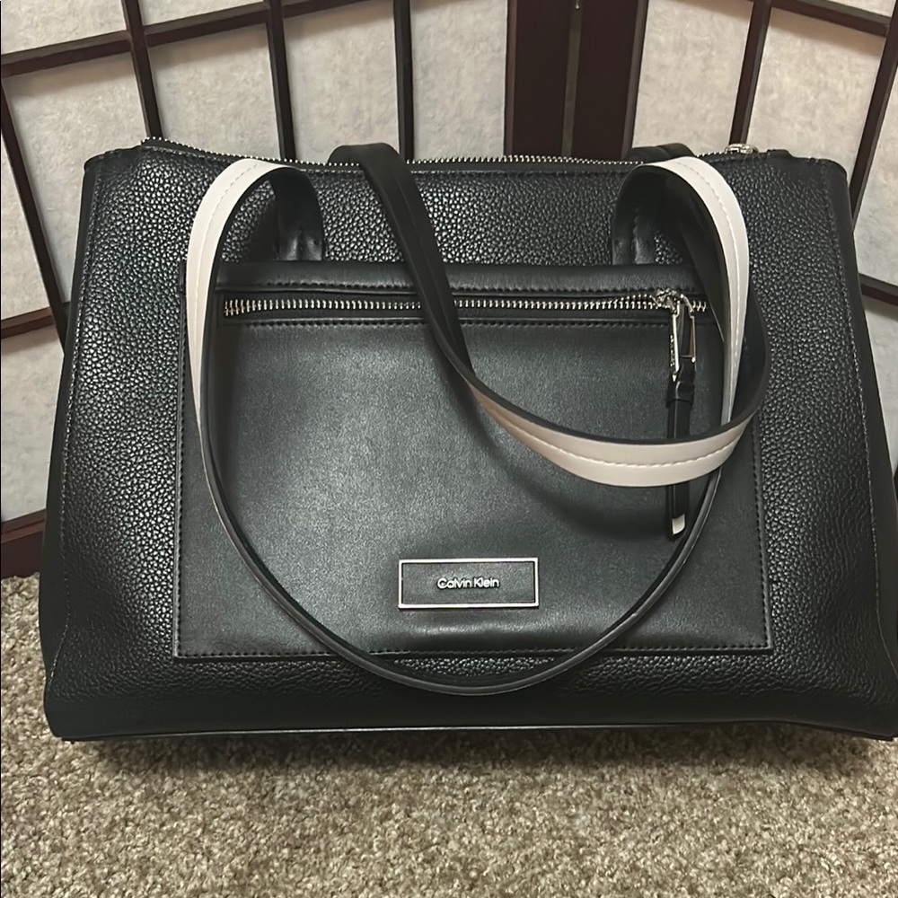 Calvin Klein Black and White Laptop Bag